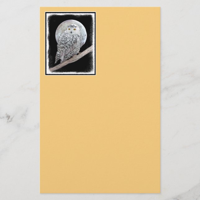 Papeterie Peinture sur la Chouette neigeuse et la Lune - Art (Devant)