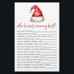 Papeterie Père Noël Christmas Qui Connaît Maman Baby shower<br><div class="desc">C'est un Noël Casquette du Père Noël thème Qui connaît maman meilleur Baby shower jeu. *Qui Connaît Maman Le Mieux ? - Remplissez votre propre feuille de réponses et demandez à vos invités de deviner les réponses! devinez maman d'être mère mère mère maman trivia</div>