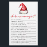 Papeterie Père Noël Christmas Qui Connaît Maman Baby shower<br><div class="desc">C'est un Noël Casquette du Père Noël thème Qui connaît maman meilleur Baby shower jeu. *Qui Connaît Maman Le Mieux ? - Remplissez votre propre feuille de réponses et demandez à vos invités de deviner les réponses! devinez maman d'être mère mère mère maman trivia</div>