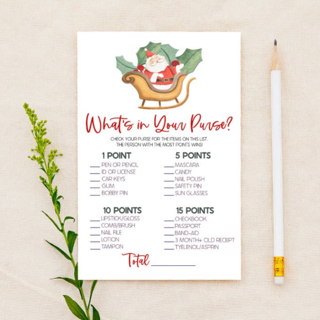 Papeterie Père Noël Christmas What's In Purse Baby shower Je (Créateur téléchargé)