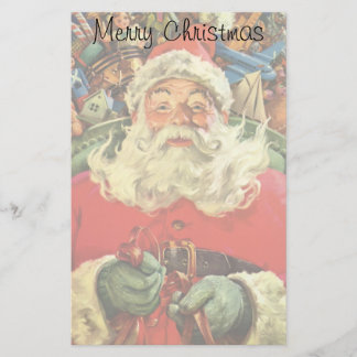 Papeterie Père Noël de Noël vintage dans un traîneau avec de