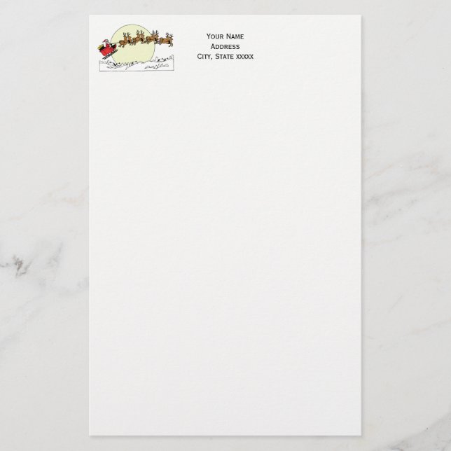 Papeterie Père Noël Reindeer Sur La Neige Couverte Ville Lt  (Devant)