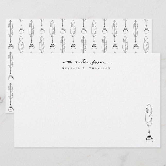 Papeterie Personalized Note Cards Quill & Ink Stationery (Devant / Derrière)