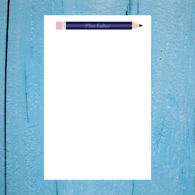 Papeterie Personnalisé Crayon Bleu Enseignant Personnalisé (Créateur téléchargé)