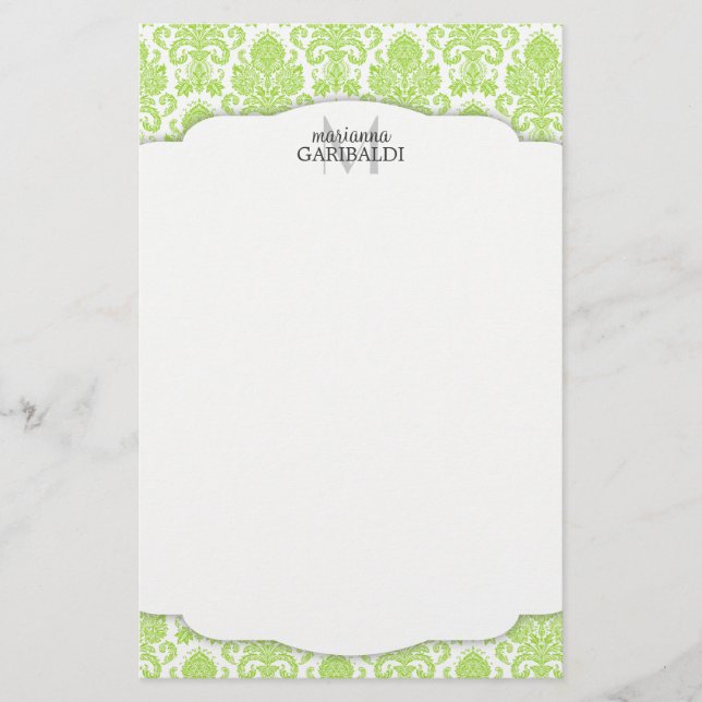 Papeterie Personnalisé moderne Damask Green (Devant)