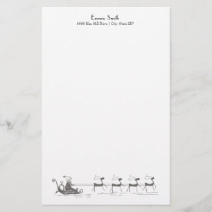 Papeterie Personnalisé Simple Blanc Noël Père Noël Sleigh