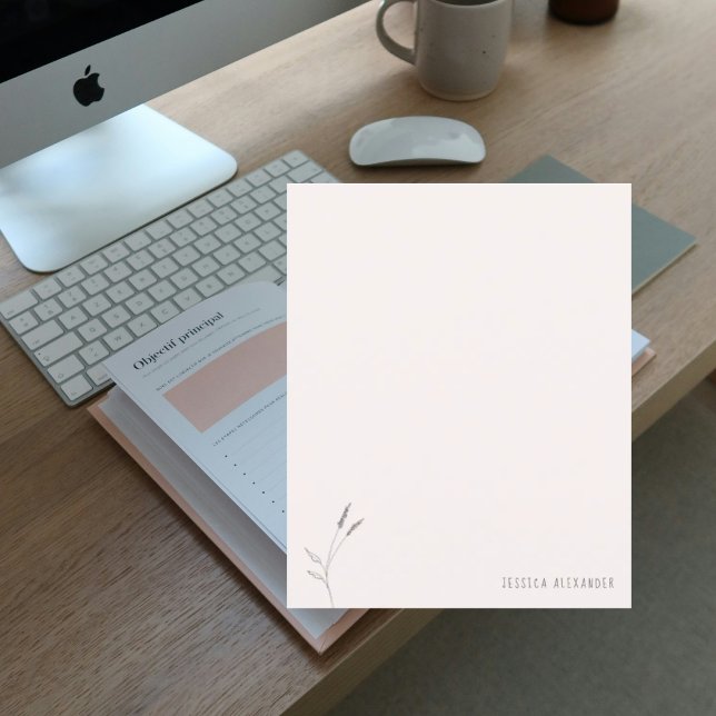 Papeterie personnalisée avec feuillage rose nom pe (Créateur téléchargé)