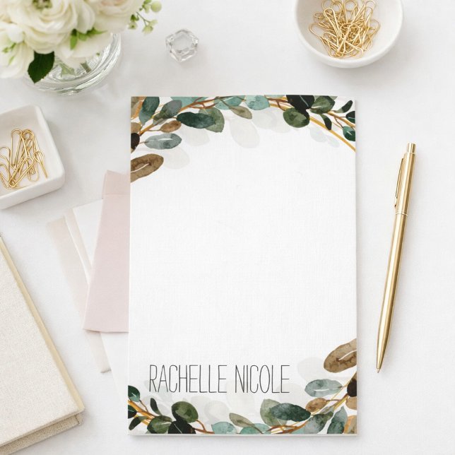 Papeterie personnalisée de verdure à l'aquarelle (Créateur téléchargé)