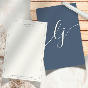 Papeterie personnalisée Navy Ivory à motif simple