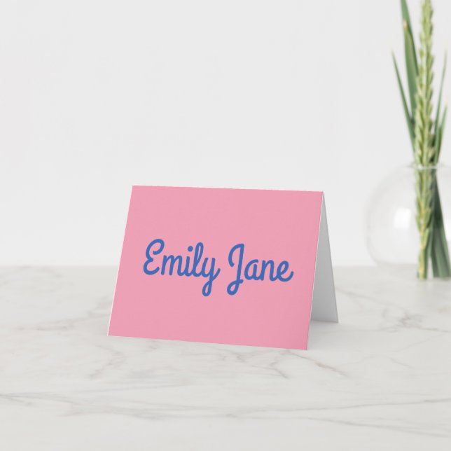Papeterie personnalisée rose bleu avec nom simple (Devant)