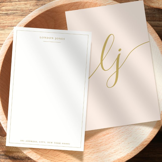 Papeterie personnalisée Simple Script Blush Gold (Créateur téléchargé)