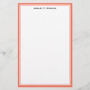 Papeterie personnalisée Simplicité Corail Blanc