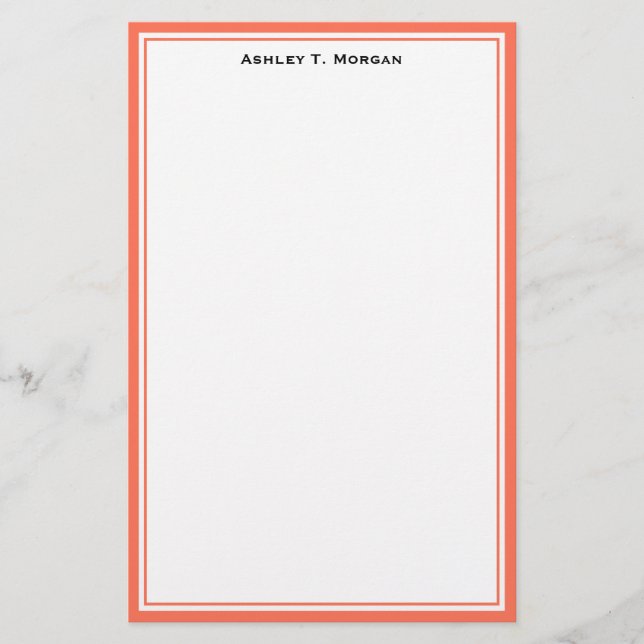 Papeterie personnalisée Simplicité Corail Blanc (Devant)