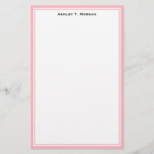 Papeterie personnalisée Simplicité Rose Blanc (Devant)