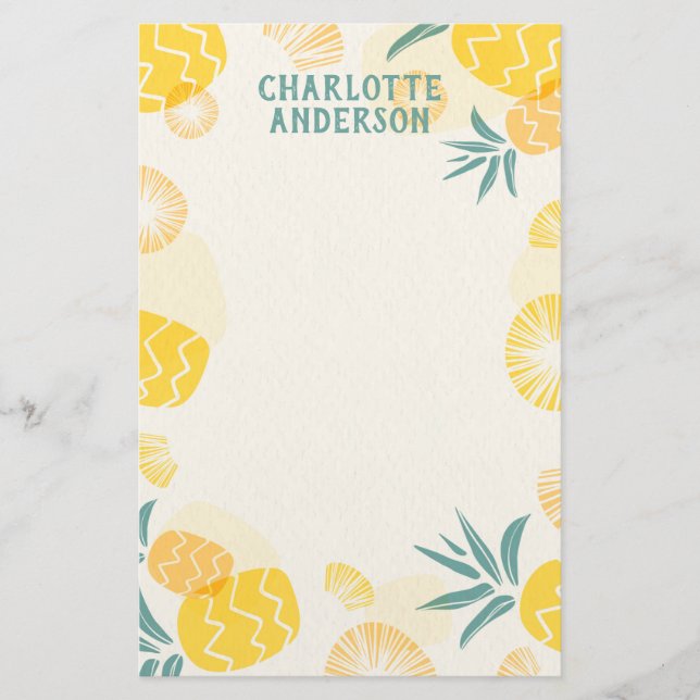 Papeterie personnalisée sur le thème de l'ananas t (Devant)