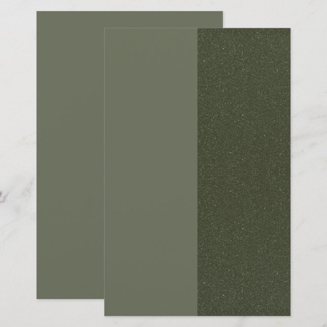 Papeterie personnalisée verte mousse avec texture (Devant / Derrière)