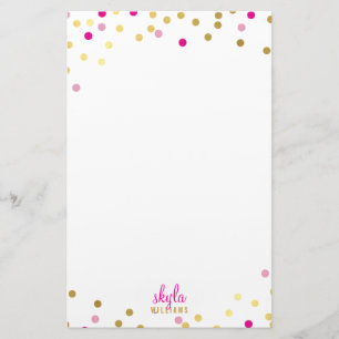 Papeterie PERSONNEL mignon or glamour joli confetti rose