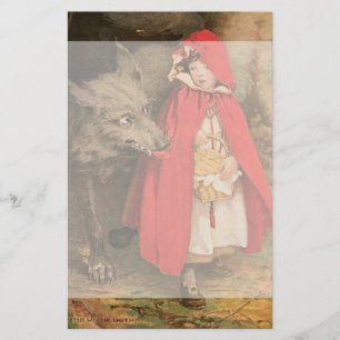 Papeterie Petit capuchon rouge vintage et grand mauvais loup