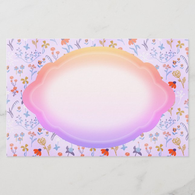 Papeterie Petites fleurs rose violet (Devant)