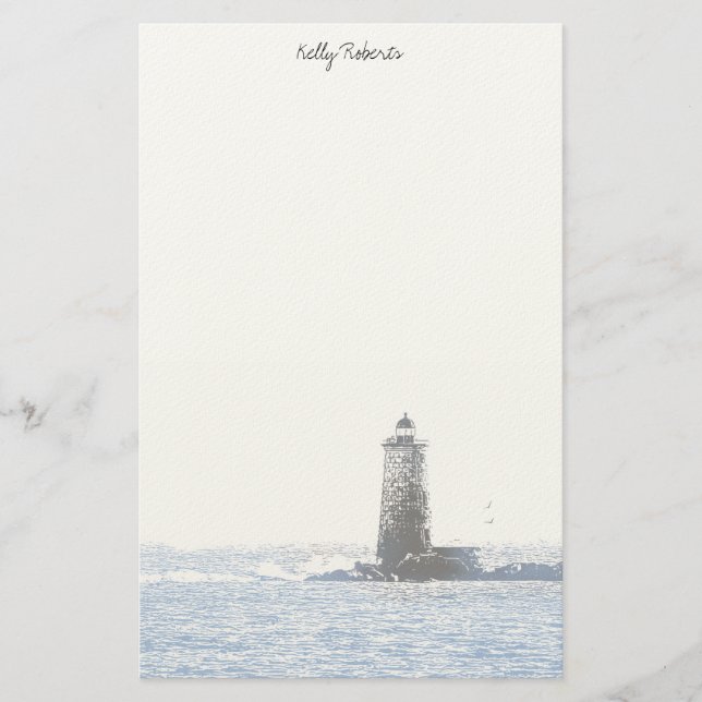 Papeterie Phare côtier et thème nautique de l'océan Atlantiq (Devant)