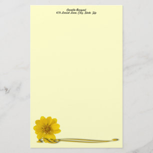 Papeterie Photo Fleur Jaune et Filigree Personnalisé