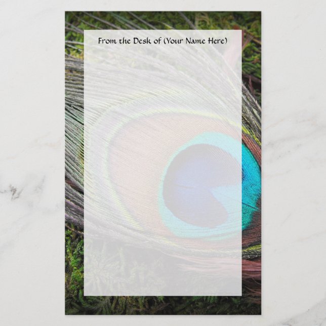 Papeterie Photographie riche et élégante de plume de paon (Devant)