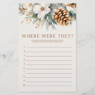 Papeterie Pine Tree Où Étaient-Ils ? Jeu Fête des mariées
