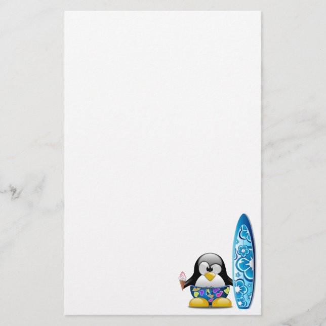 Papeterie Pingouin de surfer avec la crème glacée (Devant)