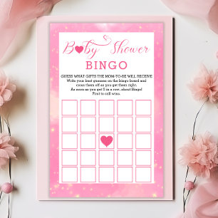 Papeterie Pink Watercolor Heart Baby shower BINGO Jeu