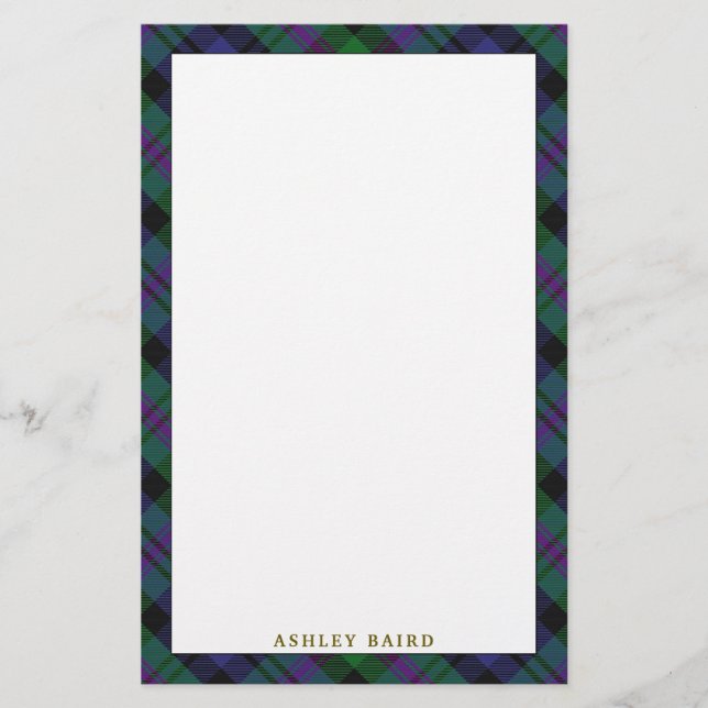 Papeterie Plaid de tartan élégant de Baird de clan (Devant)