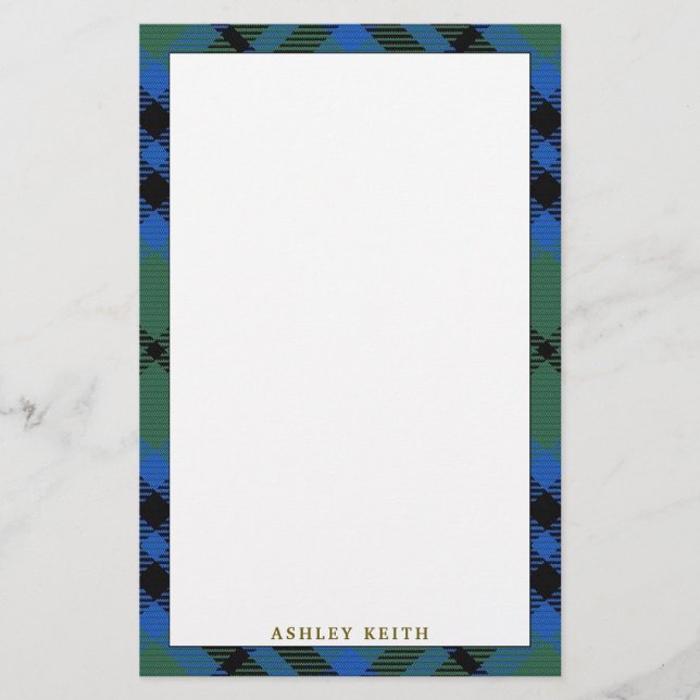 Papeterie Plaid de tartan élégant de Keith de clan (Devant)