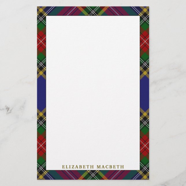 Papeterie Plaid de tartan élégant de Macbeth de clan (Devant)