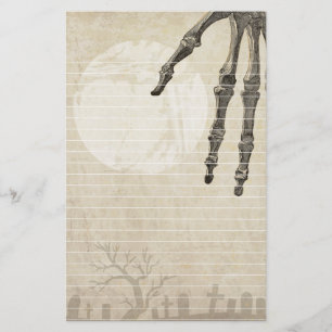 Papeterie Pleine lune de cimetière et main de squelette