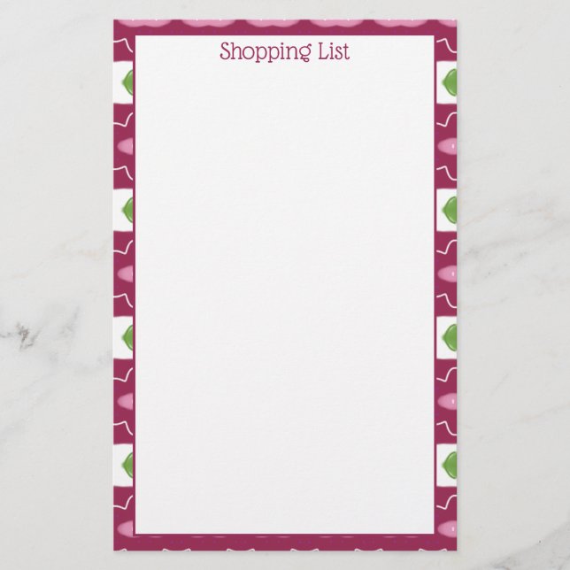 Papeterie Plum rose moderne blanc avec vert (Devant)