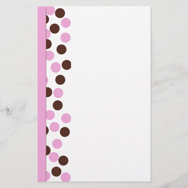 Papeterie Pointe rose et Brown Polka stationnaire (Devant)