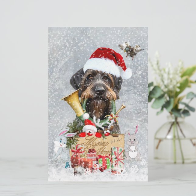 Papeterie Pointeur à poils durs, Noël de chien (Debout devant)