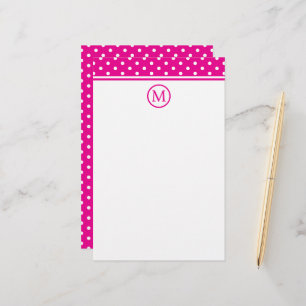 Papeterie Points blancs chic sur un monogramme rose vif