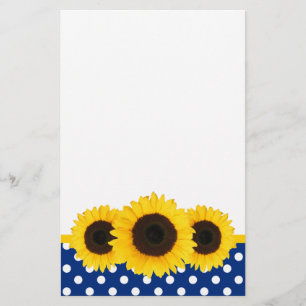 Papeterie Pois bleu et blanc tournesol
