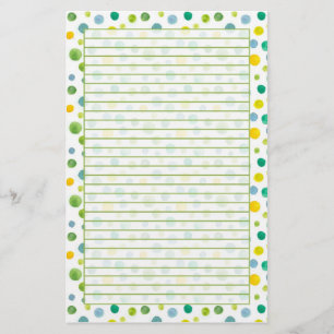 Papeterie Pois d'aquarelle de vert jaune rayé