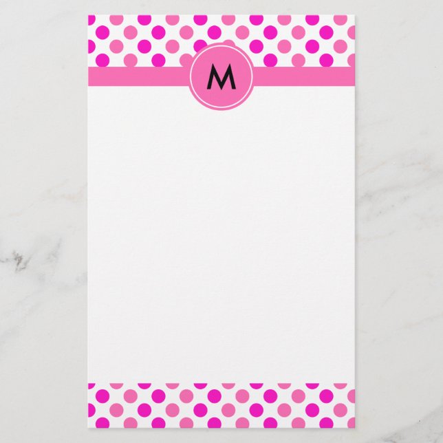 Papeterie Pois rose monogramme (Devant)