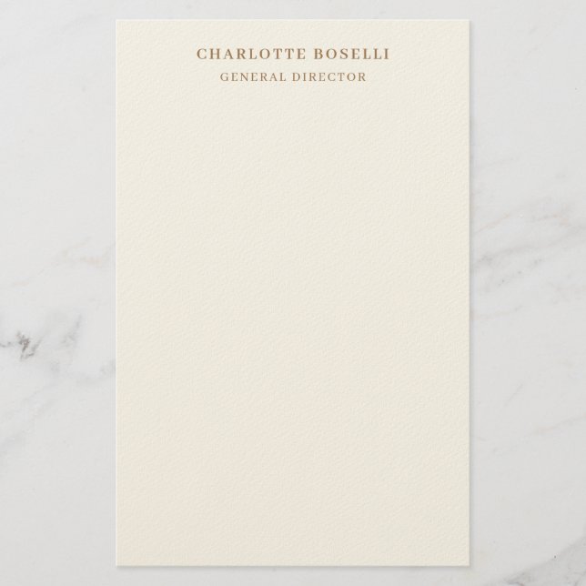 Papeterie Police Cream Gold Serif Nom Professionnel Poste (Devant)