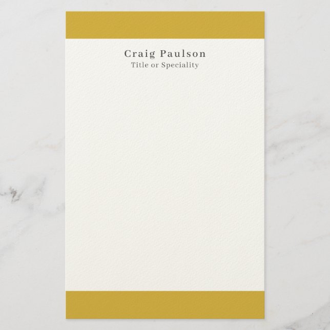 Papeterie Police Serif Simple Professionnel Plain Or Blanc (Devant)