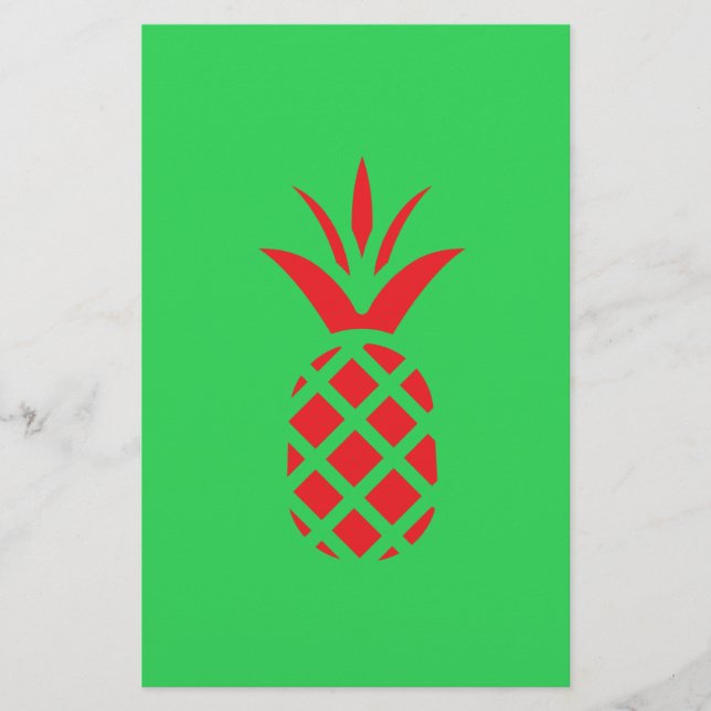 Papeterie Pomme de pin rouge en vert (Devant)