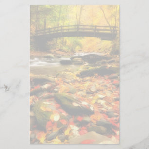 Papeterie Pont et ruisseau en bois à l'automne