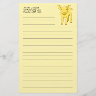 Papeterie Porcelet mignon porc jour du 17 juillet jaune