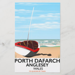 Papeterie Porth Dafarch, affiche de voyage vintage Anglesey
