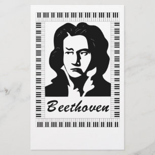 Papeterie portrait de Beethoven avec cadre de clé de piano