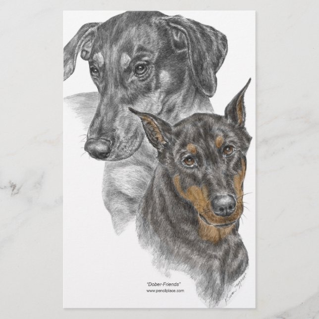 Papeterie Portrait de deux dobermans (Devant)