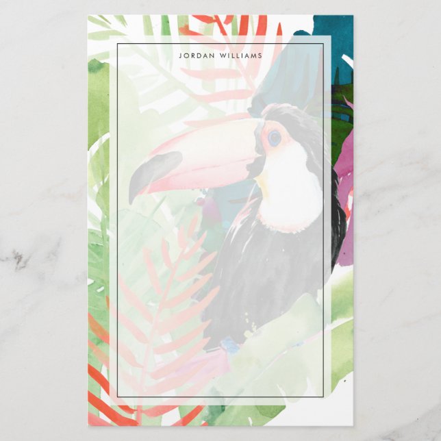 Papeterie Portrait du Toucan avec Feuilles tropicaux (Devant)