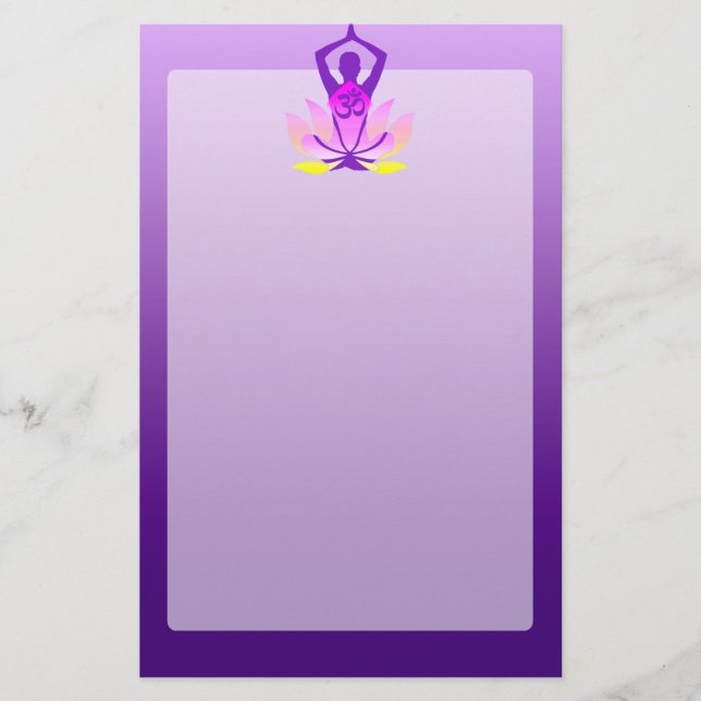 Papeterie Pose vibrante de yoga de Hue OM Lotus (Devant)